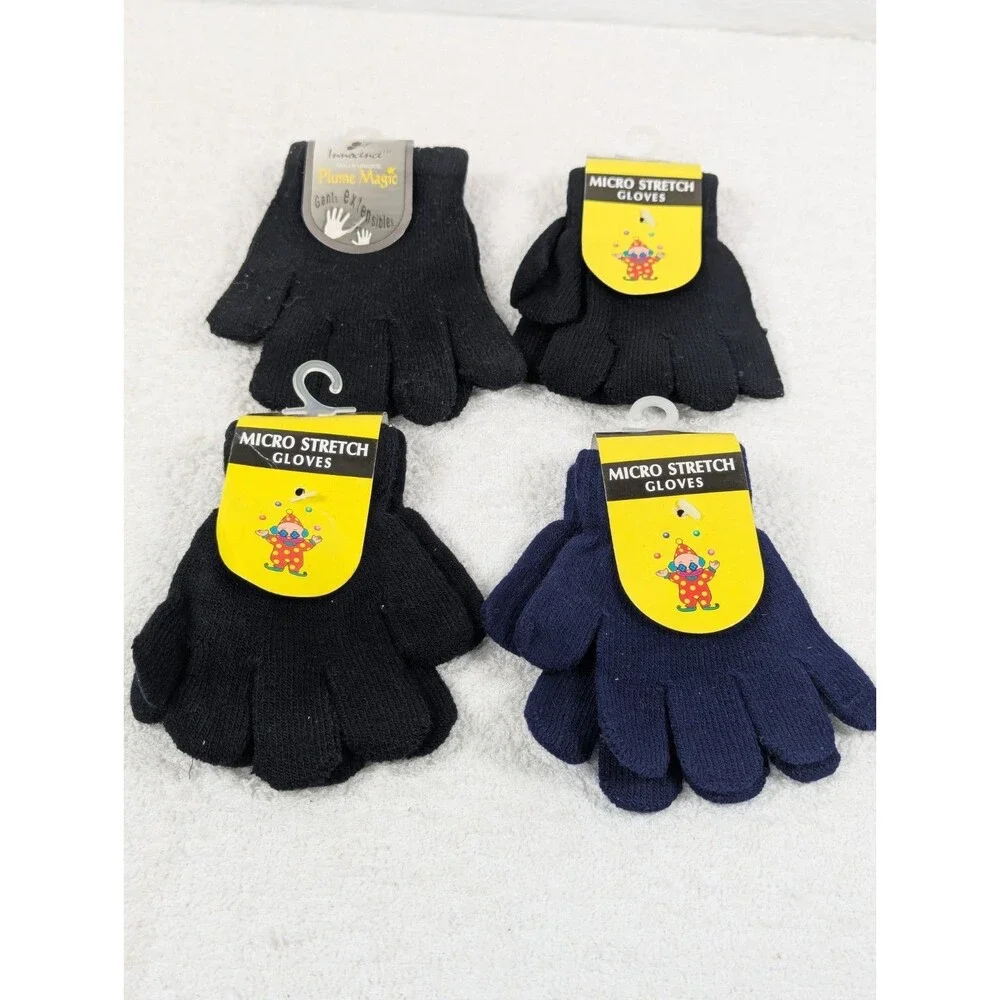 Youth - Knit Winter Warm Gloves - Kids Children - One Size for Boy Girl - 4 Pair
